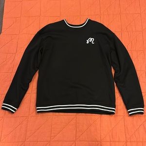 Malbon Golf Scripted M Crewneck Fairway Sweatshirt (Black, Large)